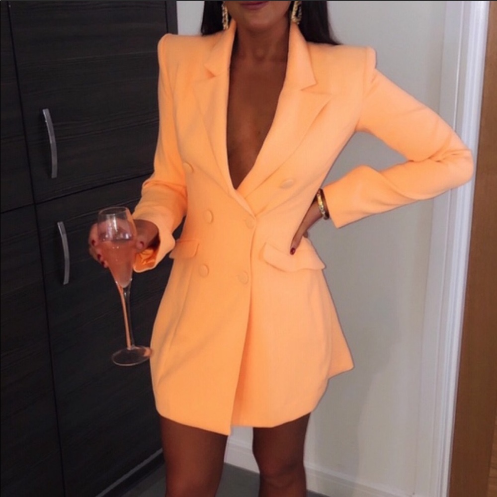 Raven Orange Crepe blazer dress